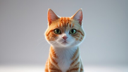 Obraz premium Sweet ginger kitten relaxing on a white background
