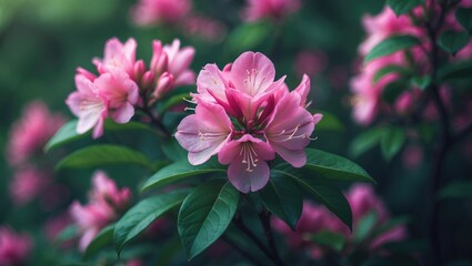 Fototapeta premium Close-Up View of Pink Azalea Bush