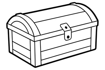wooden chest silhouette line art vector illustration with a white background