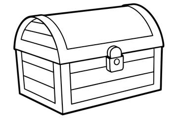 wooden chest silhouette line art vector illustration with a white background