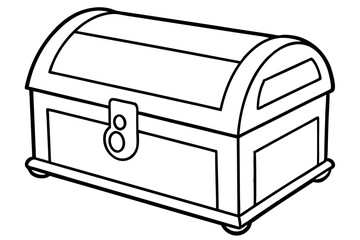 wooden chest silhouette line art vector illustration with a white background