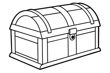 wooden chest silhouette line art vector illustration with a white background