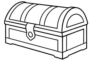wooden chest silhouette line art vector illustration with a white background
