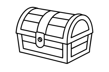 wooden chest silhouette line art vector illustration with a white background
