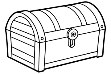 wooden chest silhouette line art vector illustration with a white background