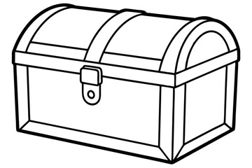 wooden chest silhouette line art vector illustration with a white background