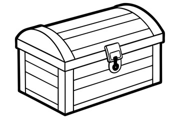 wooden chest silhouette line art vector illustration with a white background