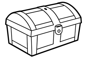 wooden chest silhouette line art vector illustration with a white background