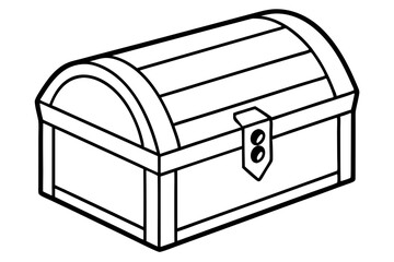 wooden chest silhouette line art vector illustration with a white background