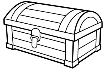 wooden chest silhouette line art vector illustration with a white background
