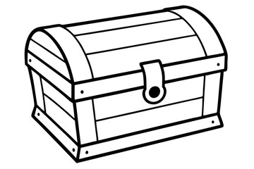 wooden chest silhouette line art vector illustration with a white background