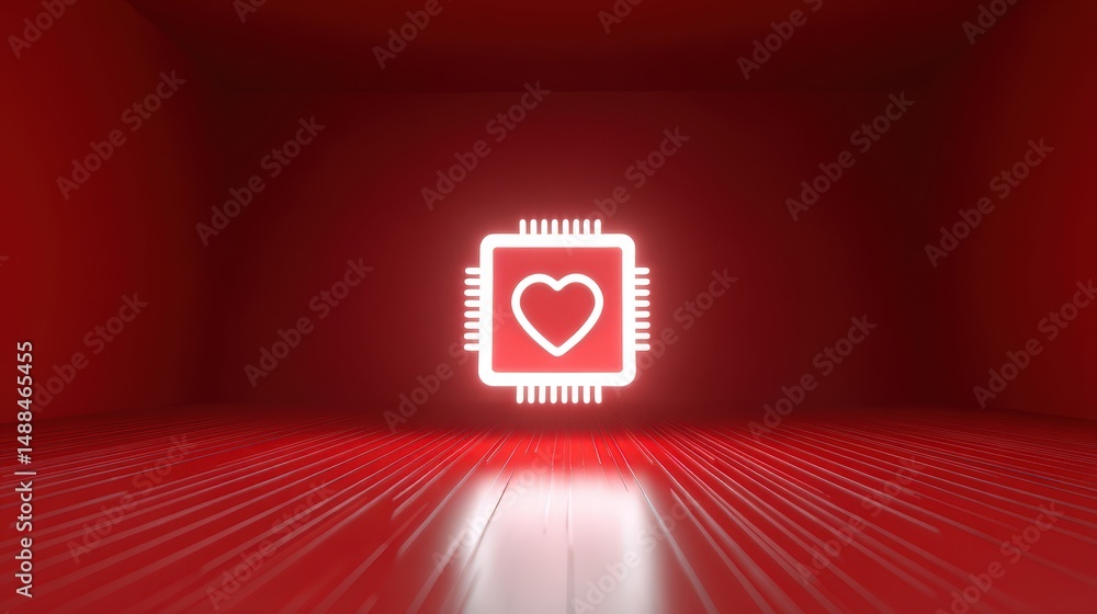 Aufkleber Striking heart element positioned in a richly red room creating a warm and inviting atmosphere for romantic settings