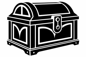 wooden chest silhouette line art vector illustration with a white background