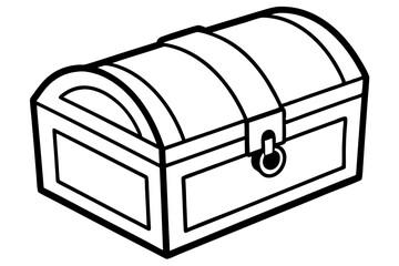 wooden chest silhouette line art vector illustration with a white background