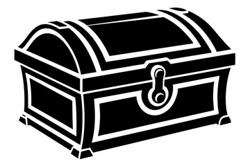 wooden chest silhouette line art vector illustration with a white background