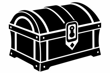 wooden chest silhouette line art vector illustration with a white background