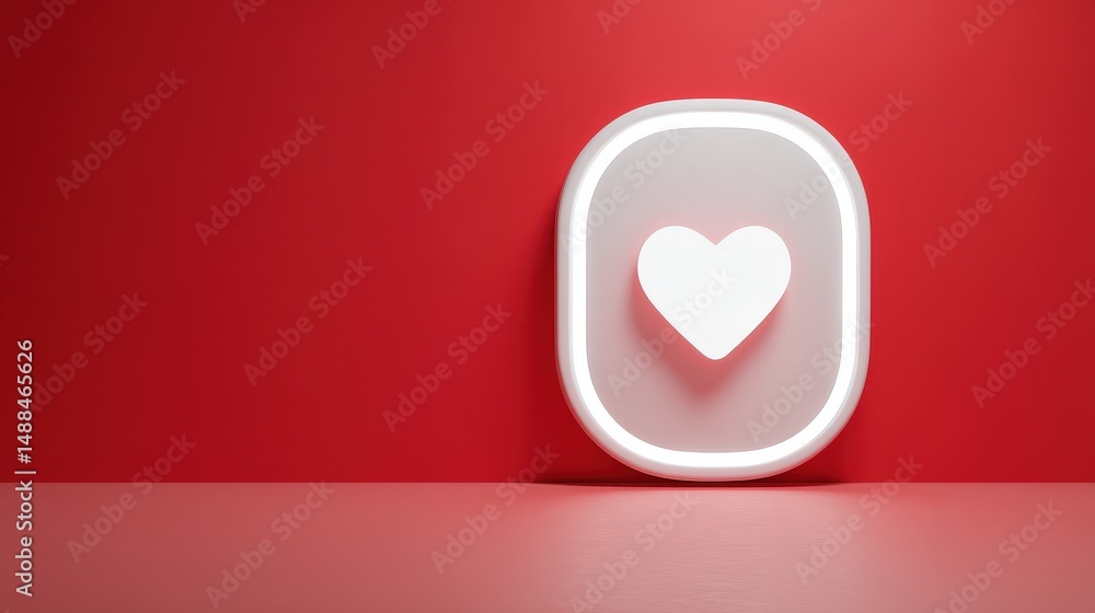 Aufkleber Heart shaped object positioned on a red background creating a striking visual contrast representing love and emotion