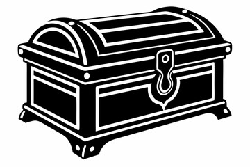 wooden chest silhouette line art vector illustration with a white background