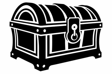 wooden chest silhouette line art vector illustration with a white background