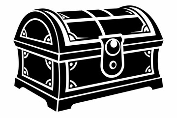 wooden chest silhouette line art vector illustration with a white background