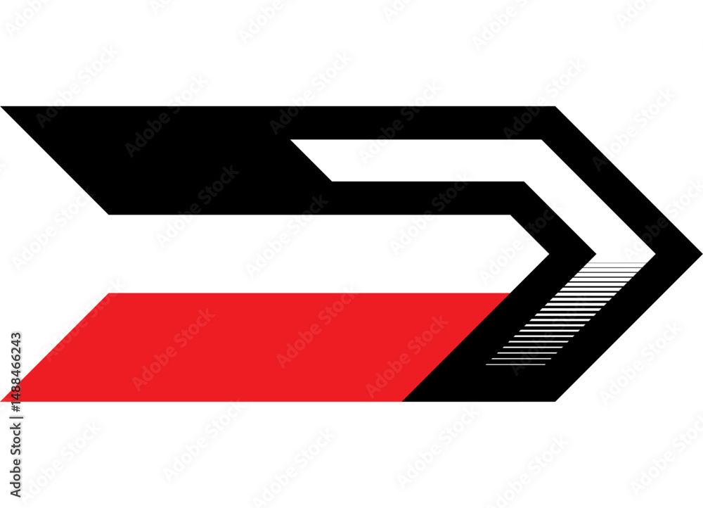 Poster vector red and black arrow on white. design element. sports pattern. direction indicator, navigation
