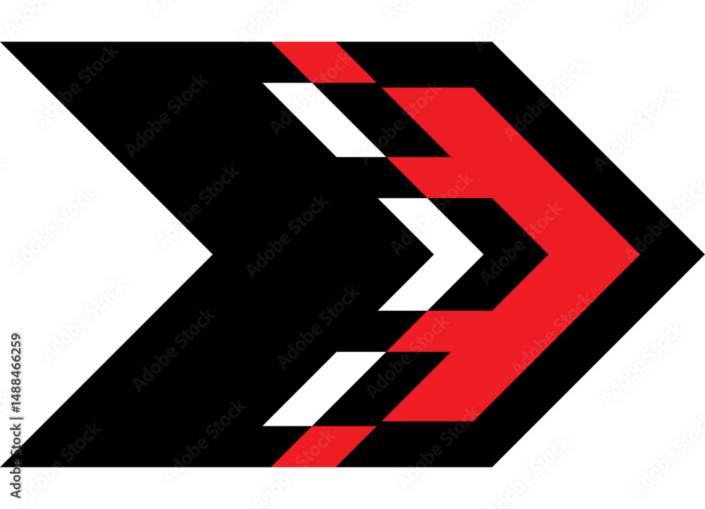 Poster abstract vector red and black arrow on white. design element. sport pattern. direction indicator, na