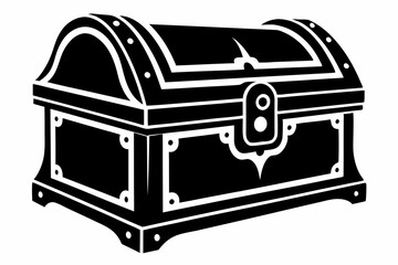 wooden chest silhouette line art vector illustration with a white background