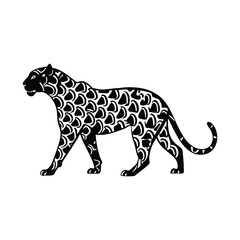 Black panther leopard pattern coloring page vector art silhouette