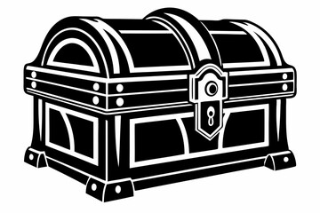 wooden chest silhouette line art vector illustration with a white background