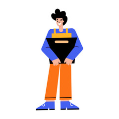 A flat style illustration of happy employee