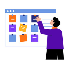 A flat style illustration showing employee planning