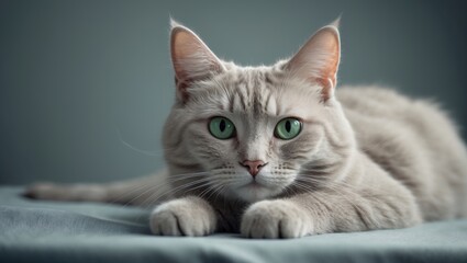 Fototapeta premium A stray female cat with green eyes that has been neutered.