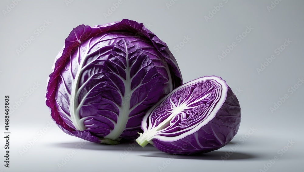 Poster red cabbage segment isolated