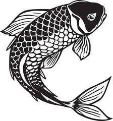 black silhouette of koi fish