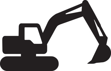 Simple Excavator Silhouette Vector 