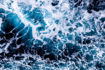 Sea surface texture. Aerial view of classy water with foam. Can be used in covers, packaging, posters, textures, brochures, art and design projects. Amazing vector illustration.
