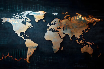 Naklejka premium Global stock exchange trends world map data visualization digital economy abstract view economic forces