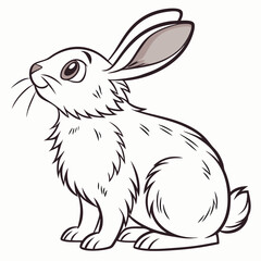 Adorable white rabbit illustration, isolated cutout, transparent background
