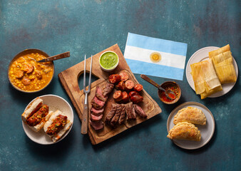 Fototapeta na wymiar Celebrating Argentina's Independence Day with traditional asado, locro, empanadas, and more festive dishes