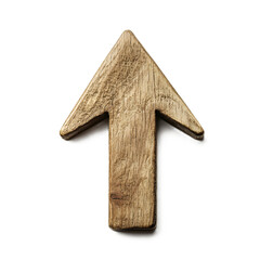 Fototapeta premium Wooden arrow sign pointing to the up isolated on white or transparent background