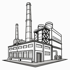 Professional industrial factory building cutout illustration