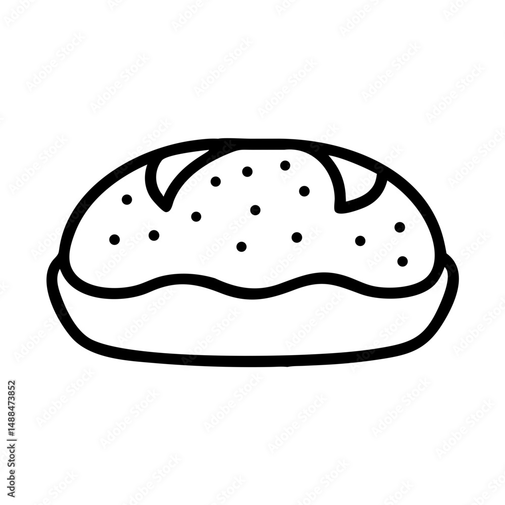 Poster Bread Roll with Toppings Icon Representing Filled Bakery Item