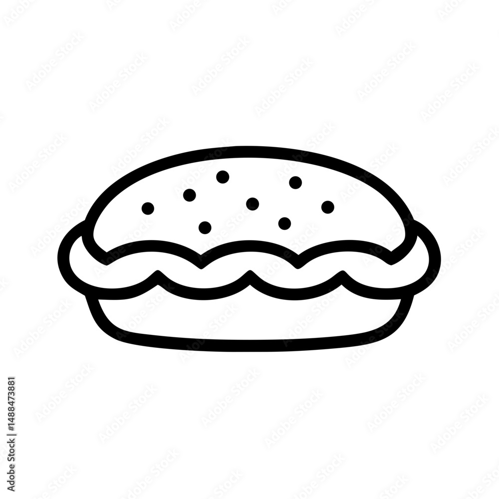 Poster bread roll with toppings icon representing filled bakery item