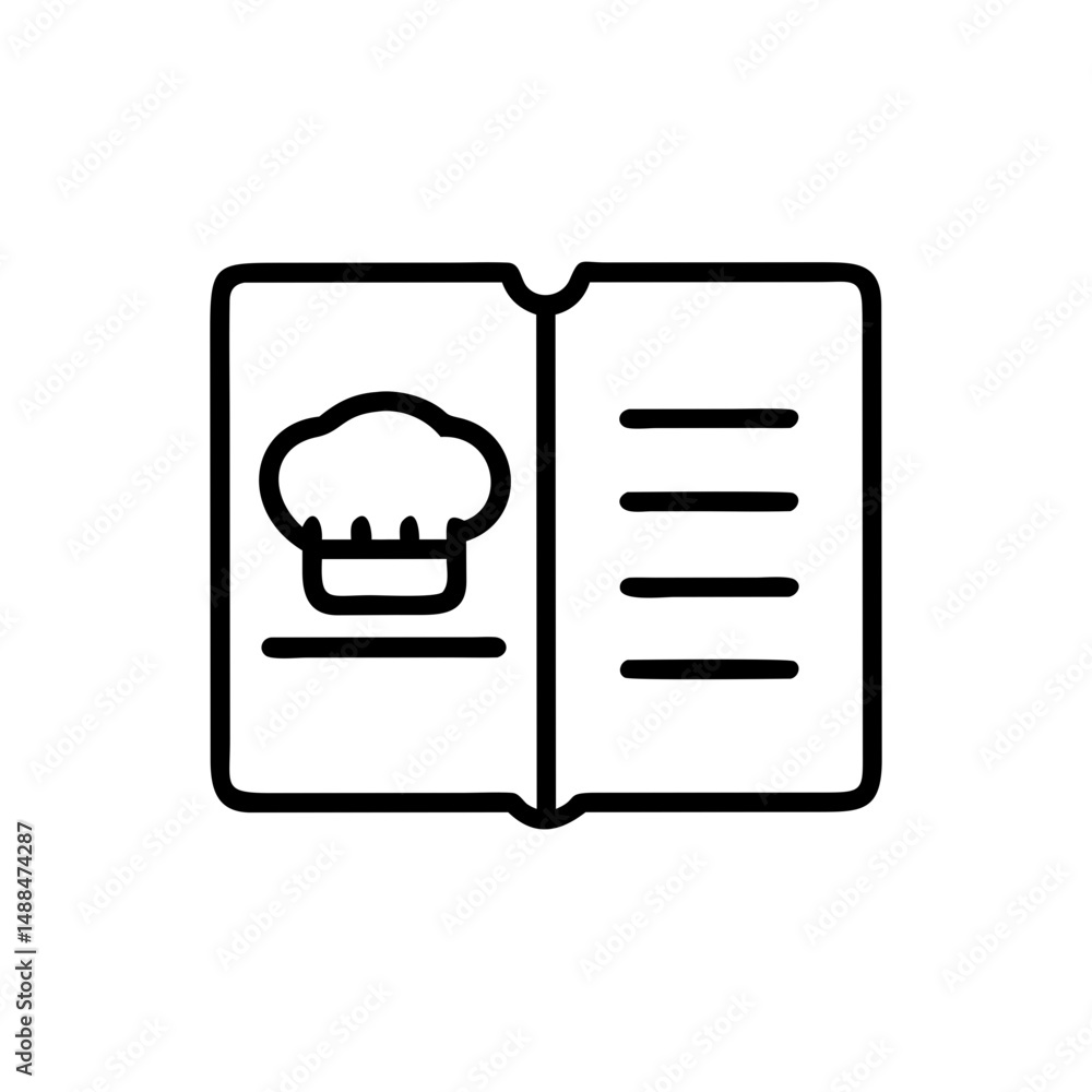 Poster Cookbook Icon Representing Recipe Guide