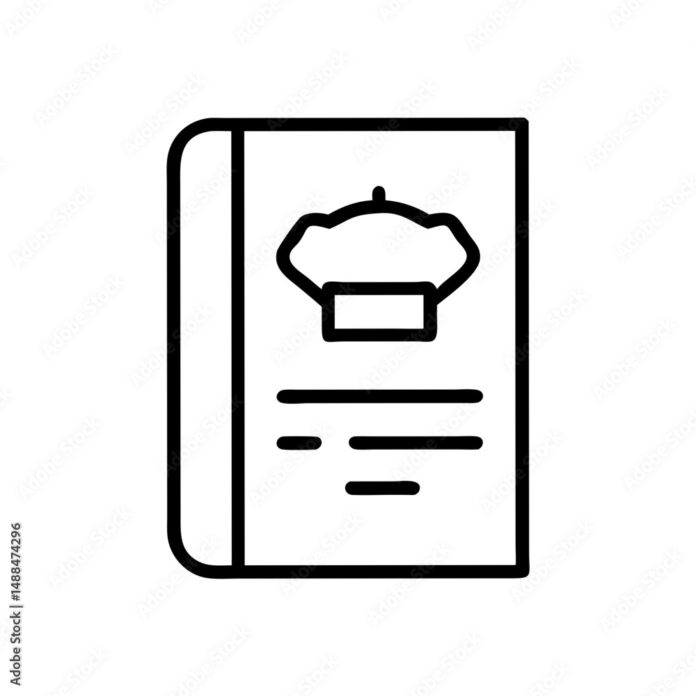 Poster Cookbook Icon Representing Recipe Guide