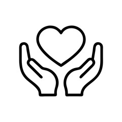 Hands Holding Heart Icon Representing Medical Care and Compassionate Support