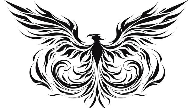 Black and White Phoenix Tribal Tattoo