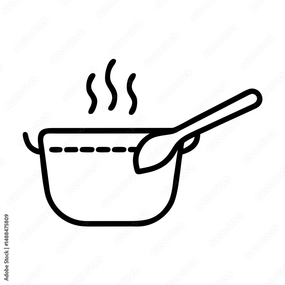 Poster Ladle in Pot Icon Representing Soup Serving and Meal Preparation