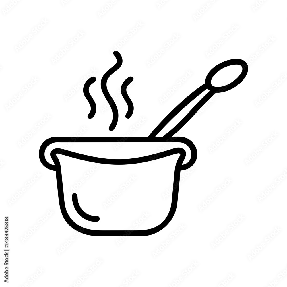 Poster Ladle in Pot Icon Representing Soup Serving and Meal Preparation