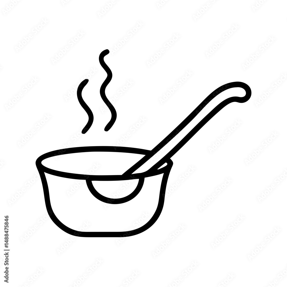 Poster Ladle in Pot Icon Representing Soup Serving and Meal Preparation